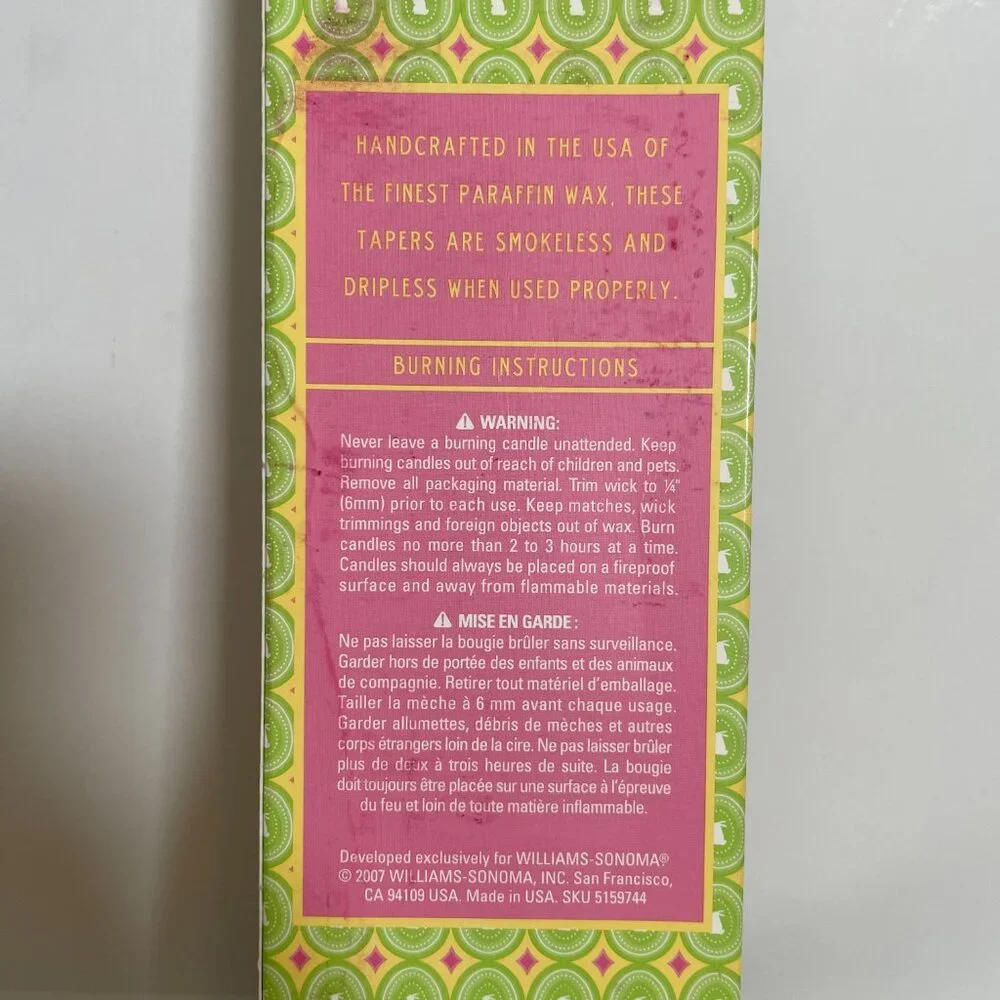 Williams Sonoma Easter Tiny Tapers Candle Pastel Colors Nine 10 Inch USA Made